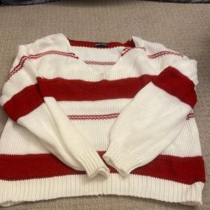 Red and white striped knit sweater!